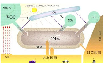 PM 2．5の生成メカニズムの画像