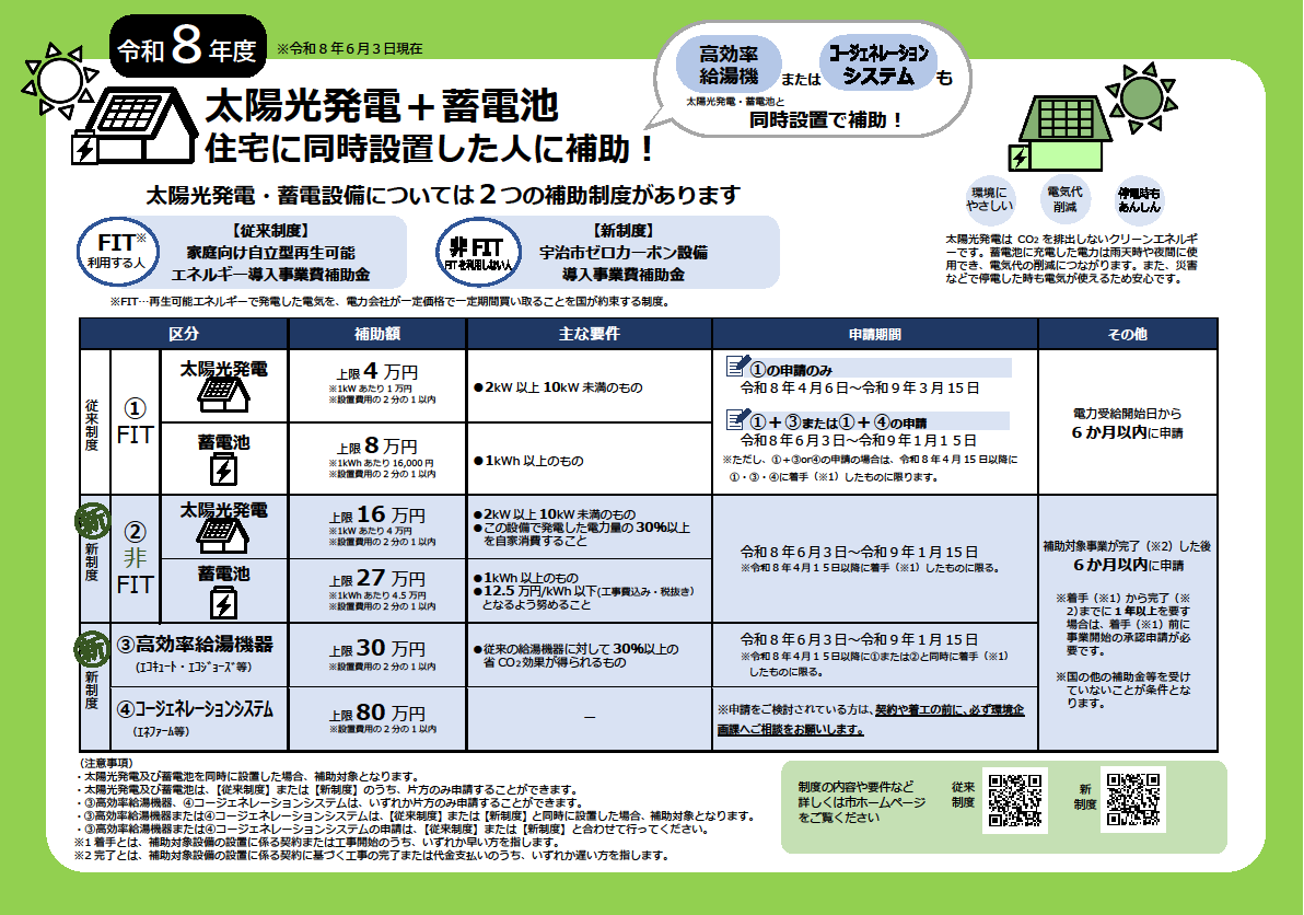 令和8年度太陽光発電 蓄電設備補助金ちらし