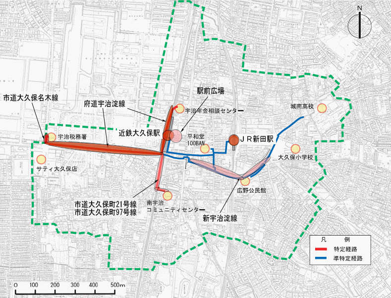 大久保駅周辺地区交通バリアフリー基本構想図の画像