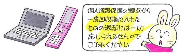 個人情報は必ず削除してから回収箱へ入れてください。