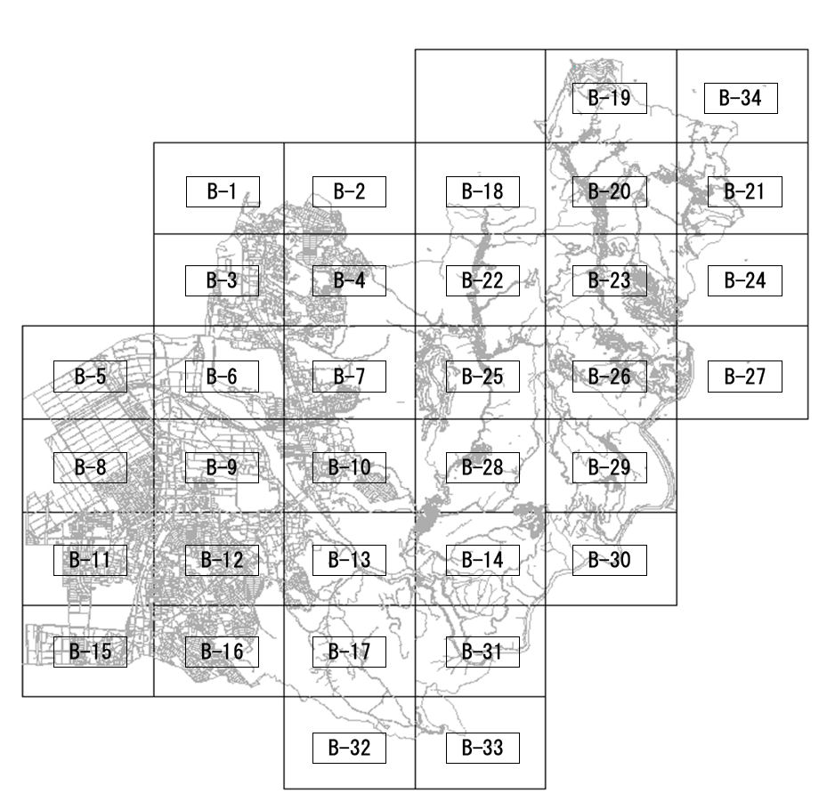 宇治市基本図（2,500分の1）の図郭割