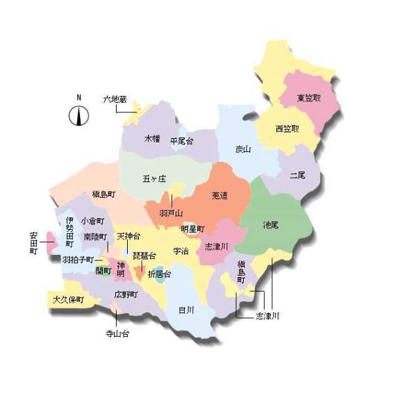 宇治市の大字図の画像