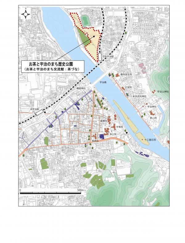 お茶と宇治のまち交流館位置図